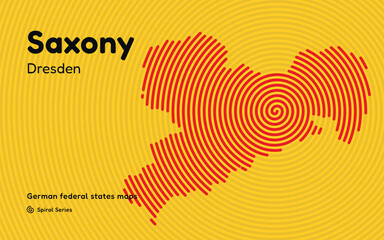 Saxony State Spiral Pattern Map with Dresden Capital 