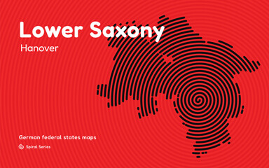 Lower Saxony spiral vector map with Hanover in the center