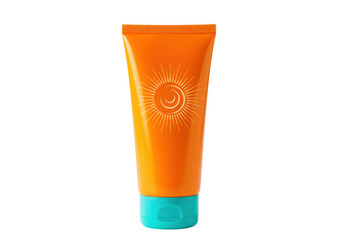 Orange sunscreen tube isolated on transparent background
