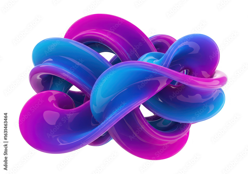 Poster abstract fluid shape with blue and purple colors isolated on transparent background
