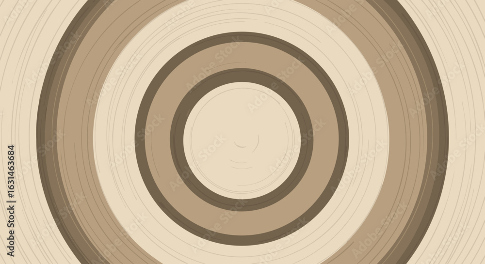 Poster geometric abstract pattern featuring concentric rings in earthy brown and beige tones with a subtle 