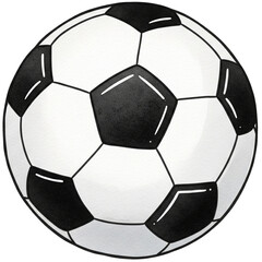 A black and white soccer ball featuring a classic pentagon and hexagon pattern.