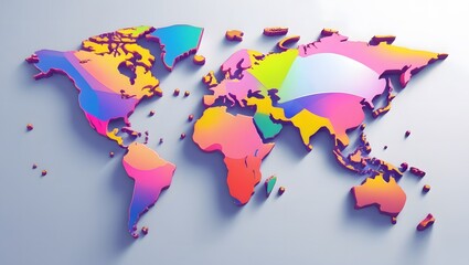 Obraz premium Vibrant Colorful World Map A Global Perspective in 3D Design