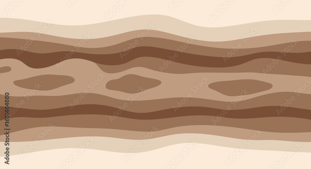 Poster abstract layers: a minimalist display of stacked, undulating layers in varying shades of brown creat
