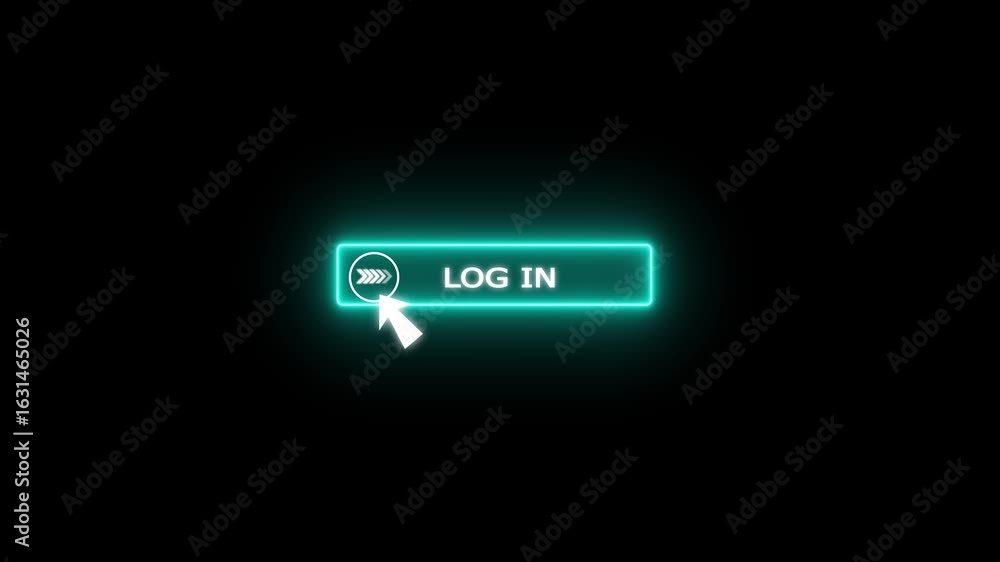 Fototapete glowing neon green color white text cursor animation. design is login button vector sign, symbol, po