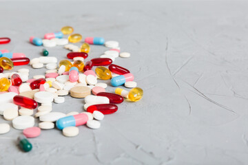 Collection Of Various Medical Tablets And Pills. Assorted pharmaceutical medicine pills, tablets...