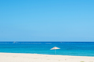 White Beach Umbrella on a Tranquil Korean Shoreline