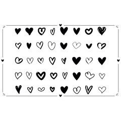 black heart, love, valentine, symbol, icon, hearts, vector on white background