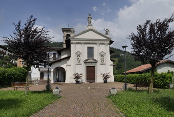 Fototapeta premium Ama chruch facade in Selvino Plateau, Lombardy, Italy
