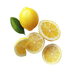 Lemon sliced ​​on white background isolated