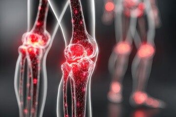 Human Leg Anatomy Highlighting Joint Pain and Inflammation