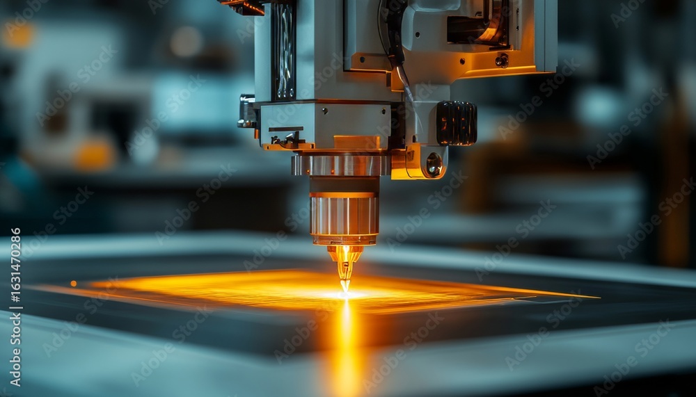 Poster High Precision CNC Milling Machine with Laser Technology and Advanced Robotics in Modern Workshop