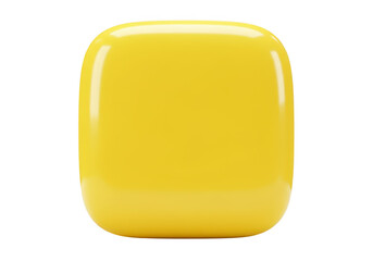 A single bright yellow glossy square object isolated on transparent background