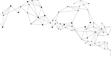 Abstract tech network connection dots. Digital technology and big data analysis background christmas tree made of stars