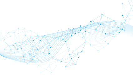 Abstract tech network connection dots. Digital technology and big data analysis background christmas tree made of stars