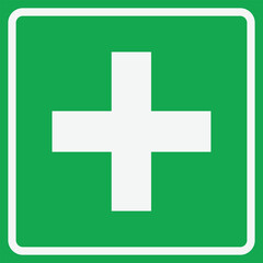 Green First Aid Medical Cross Icon – Health and Emergency Symbol