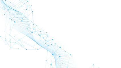 Abstract tech network connection dots. Digital technology and big data analysis background.	