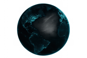 Planet earth rotating slowly, revealing vibrant city lights against a transparent background, highlighting the beauty of nighttime urban landscapes