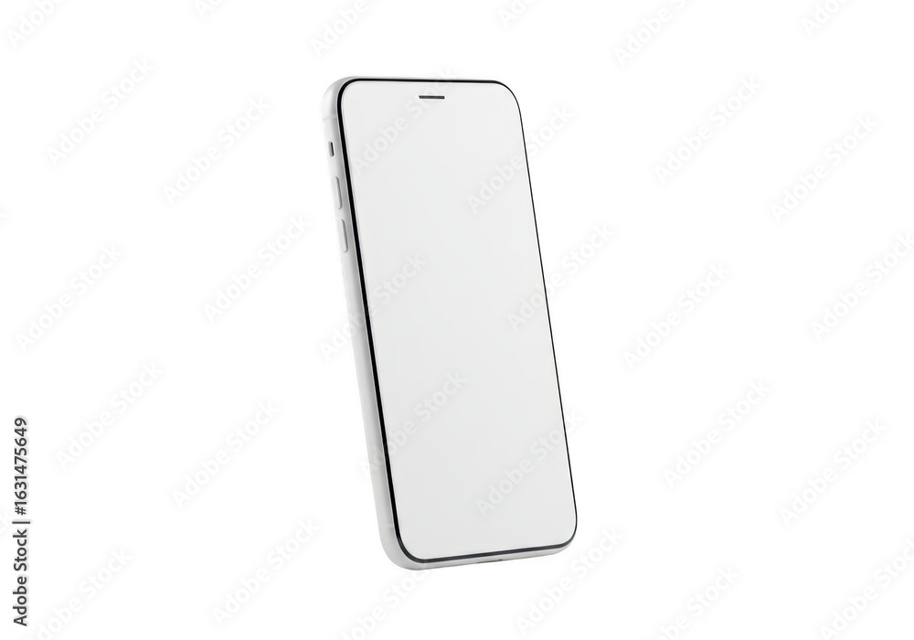 Poster smartphone with blank white screen isolated on transparent background