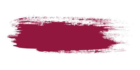 Hand Drawn Grunge Ink Brush Stroke with Dark Burgundy Color. Creative abstract paintbrush line with rough edges. Stain for backdrops. Freehand doodle line perfect for highlight text