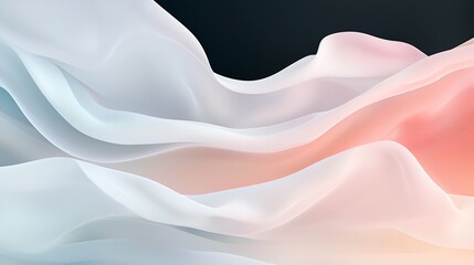 Obraz premium A tranquil neon fluid wave abstract background. Soft, pastel-colored waves of light drift gently across a dark space, creating a peaceful and ethereal atmosphere.