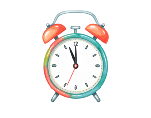  Alarm Clock Icon with Bells and Light Glow, playful cartoon style, isolated transparent background png