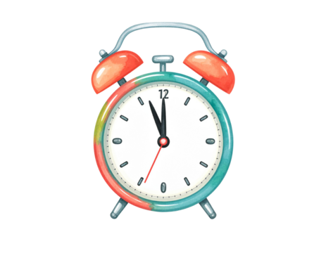 Alarm Clock Icon with Bells and Light Glow, playful cartoon style, isolated transparent background png - Powered by Adobe