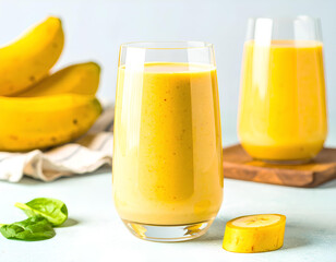 Ultra Realistic Banana Smoothie with Fresh Bananas &ndash; Clean Modern Food Photograph
