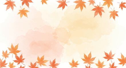 Fototapeta premium Watercolor autumn leaves background with warm orange and yellow hues creating a serene fall season design