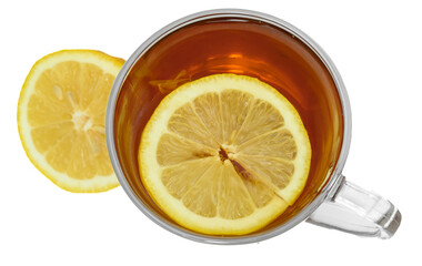 Hot tea with a slice of lemon
