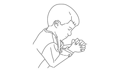 Line Drawing of a Child Praying