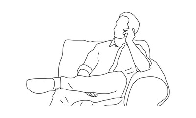 Line Drawing of a Person Relaxing on a Couch