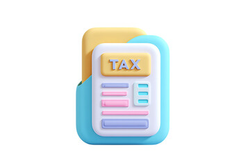 A 3D Rendered Illustration of a Tax Form Document  Isolated on transparent background, cutout	