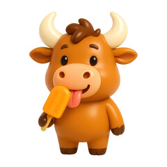 Naklejka premium PNG Cute cartoon cow enjoying popsicle.