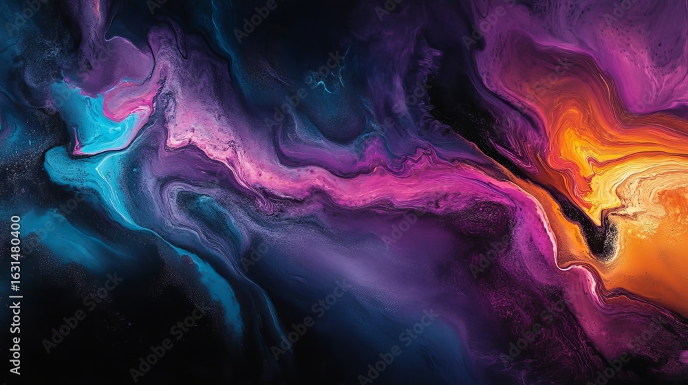 Poster abstract swirl of vibrant colors merging and flowing together in a dynamic composition art piece