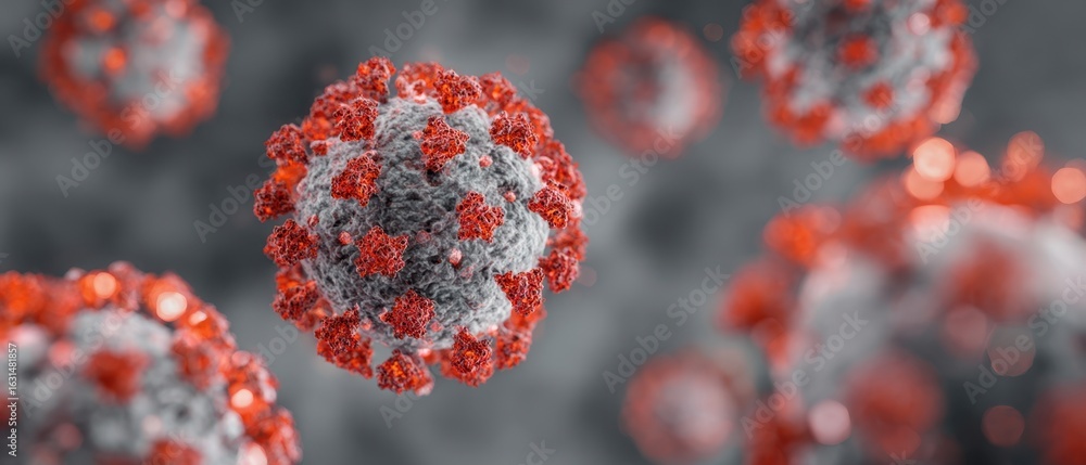 Aufkleber the microscopic view of the coronavirus highlighting its distinctive features and structure.