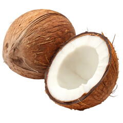 Ripe Coconut: A Whole and Halved Coconut Fruit