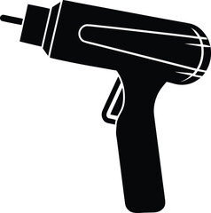 black silhouette a heat gun on white background.eps