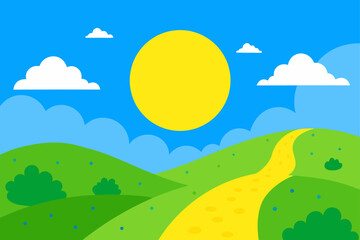 Obraz premium sun yellow bright sky blue clouds cheerful