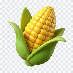 3D Corn Icon | Yellow Maize, Harvest Food & Organic Vegetable Render