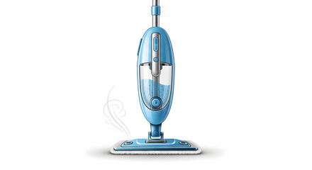 Modern Blue Floor Cleaner with Steam Effect on White