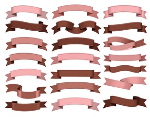 Assorted ribbons in shades of pink and brown