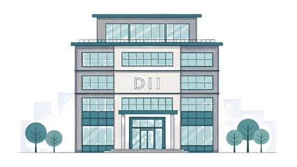 Obraz premium Modern high-rise building illustration with sleek architectural design PNG. 