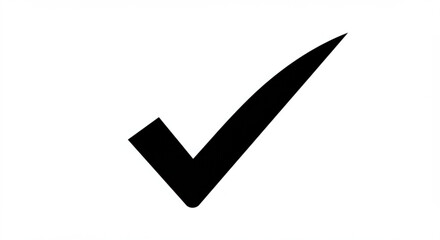 Black check mark on a plain background for approval, agreement, or verification