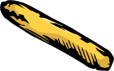 Vector art of a single yellow banana isolated on a white background, illustration of a fruit
