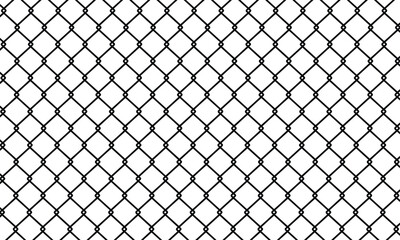 Fototapeta premium Seamless chain link fence on snow background.