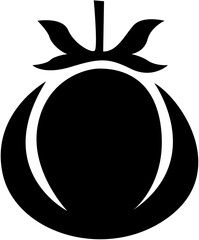 Vector art of silhouette of a ripe tomato, a healthy and fresh fruit or vegetable, isolated on a white background