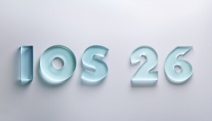 Glass iOS 26 numbers on a white background