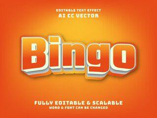 Vector orange 3d text effect bingo title style