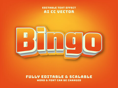 Vector orange 3d text effect bingo title style